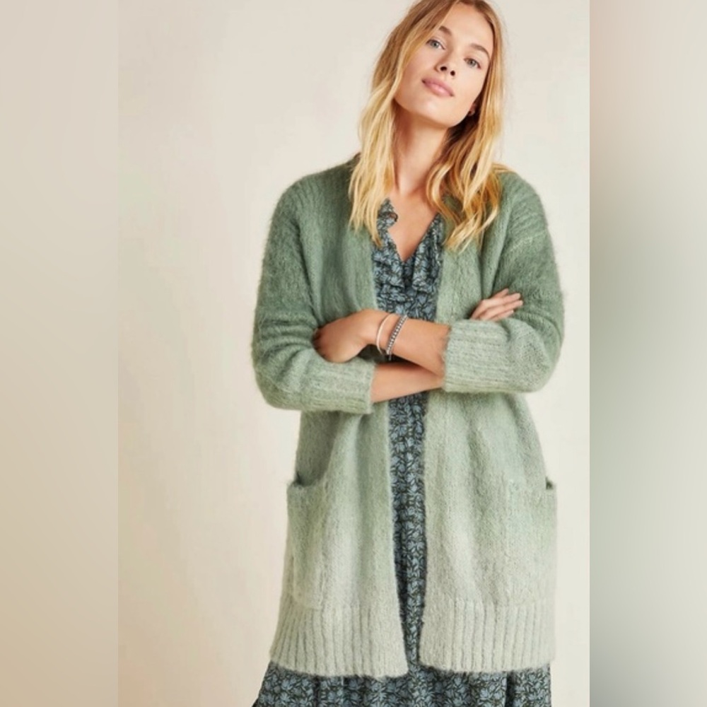 SOLD - Anthropologie JENEE Dip Dyed Ombre Grey Alpaca Wool Cardigan XS S - Picture 8 of 8